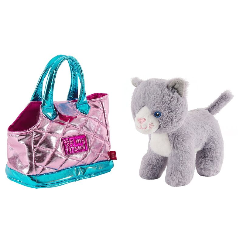 Bolso de mano rosa Perletti con peluche de gato gris Coco - 3