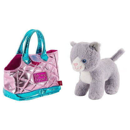 Bolso de mano rosa Perletti con peluche de gato gris Coco - 3