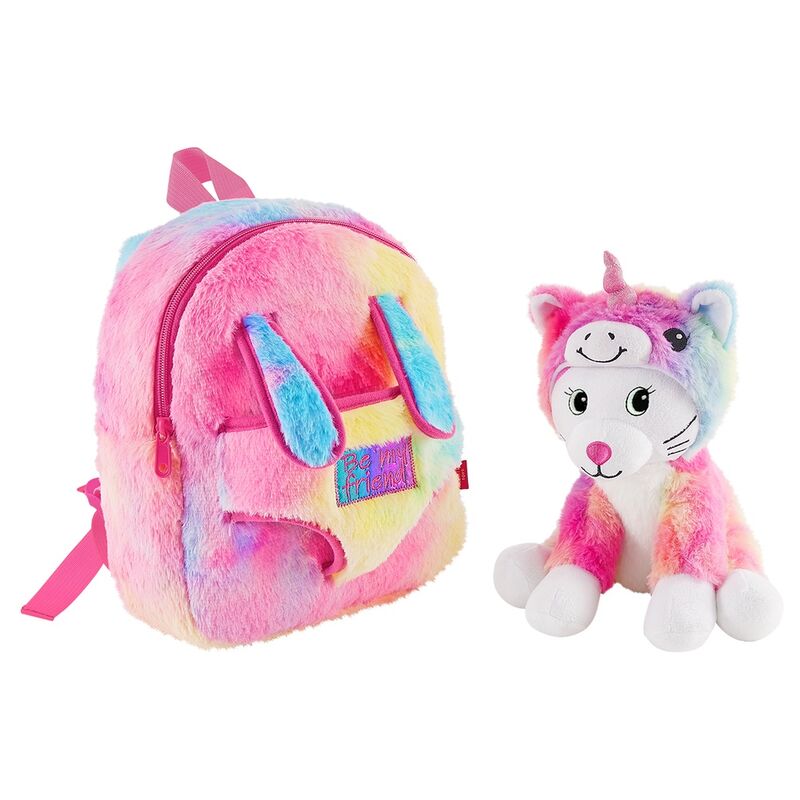 Mochila multicolor PERLETTI con peluche de gato Emi - 3