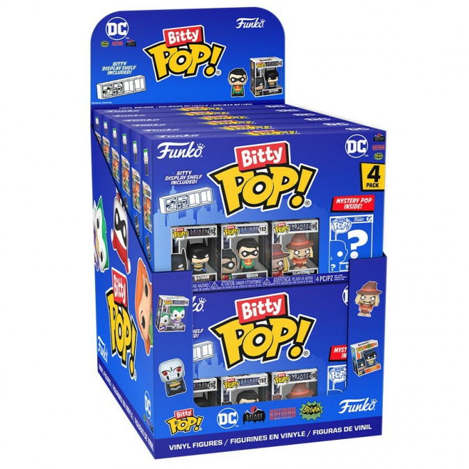 Blíster FUNKO Bitty POP! DC Comics con 4 figuras surtidas y expositor