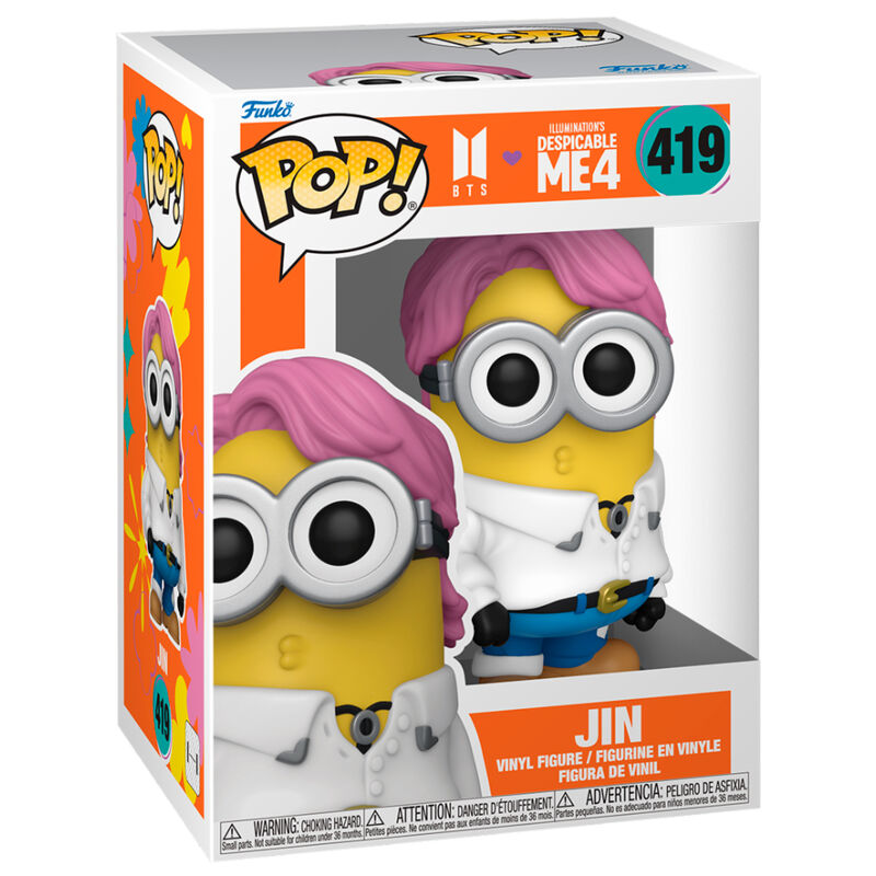 Figura Funko POP! Jin Minion con cabello rosa y atuendo blanco y azul - 2