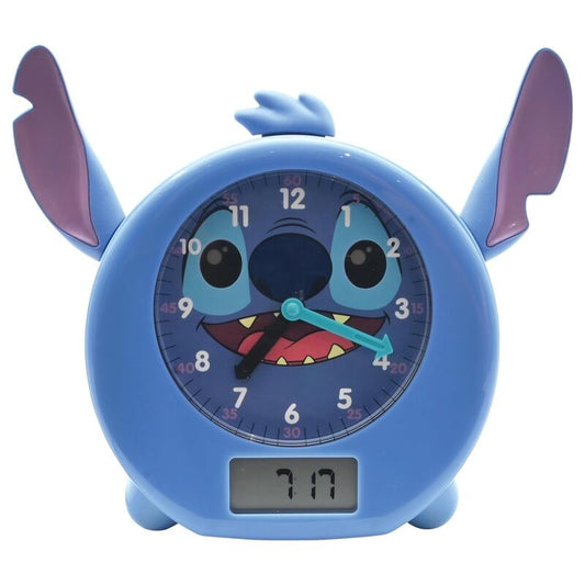 Reloj educativo azul de Stitch Disney con esfera analógica y pantalla digital