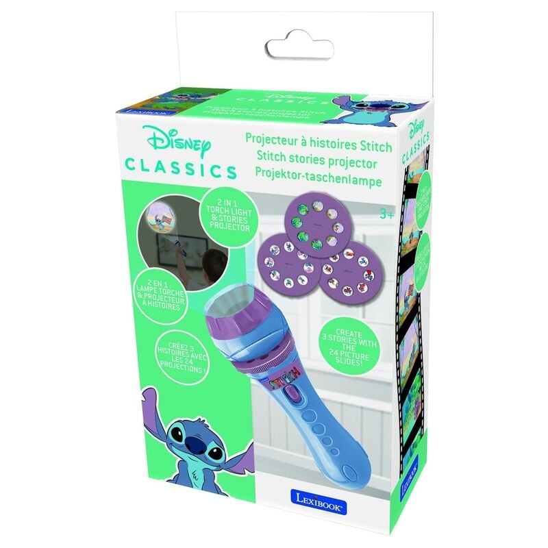 Linterna proyector LED Stitch Disney de Lexibook en azul y morado