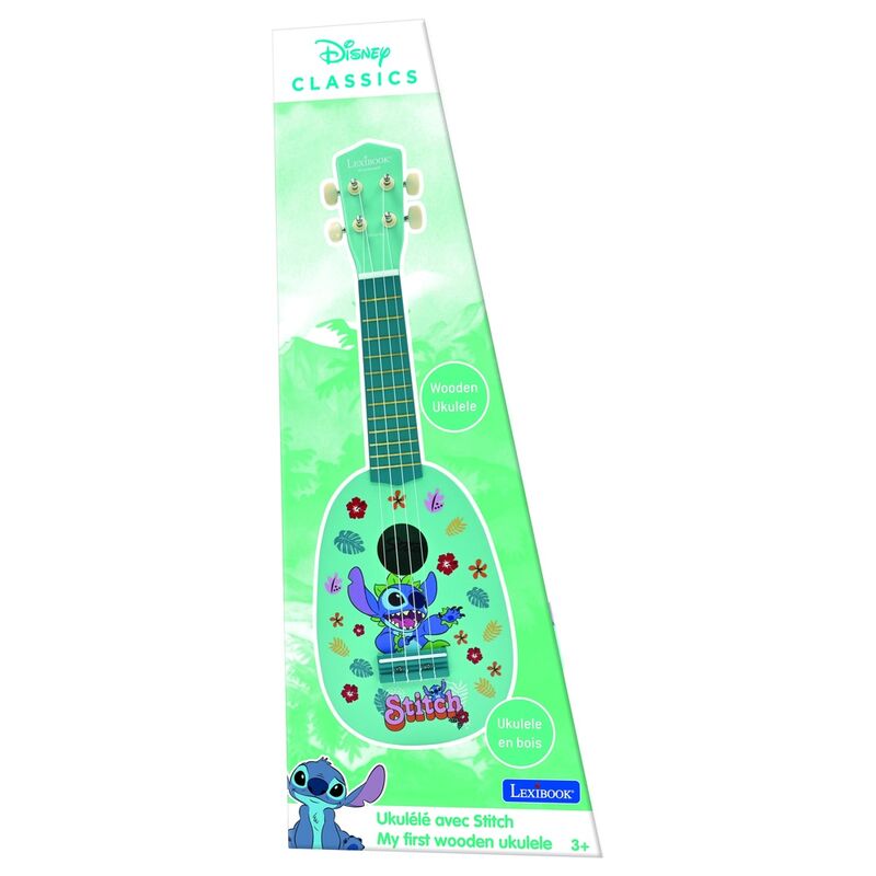 Ukelele verde de madera Stitch Disney con decoración floral tropical - 2