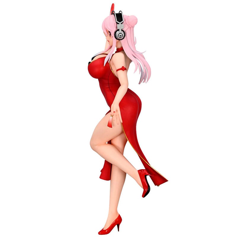 Figura Super Sonico China Dress de FURYU con vestido rojo y abanico - 2