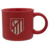 Taza roja de cerámica del Atlético de Madrid con escudo