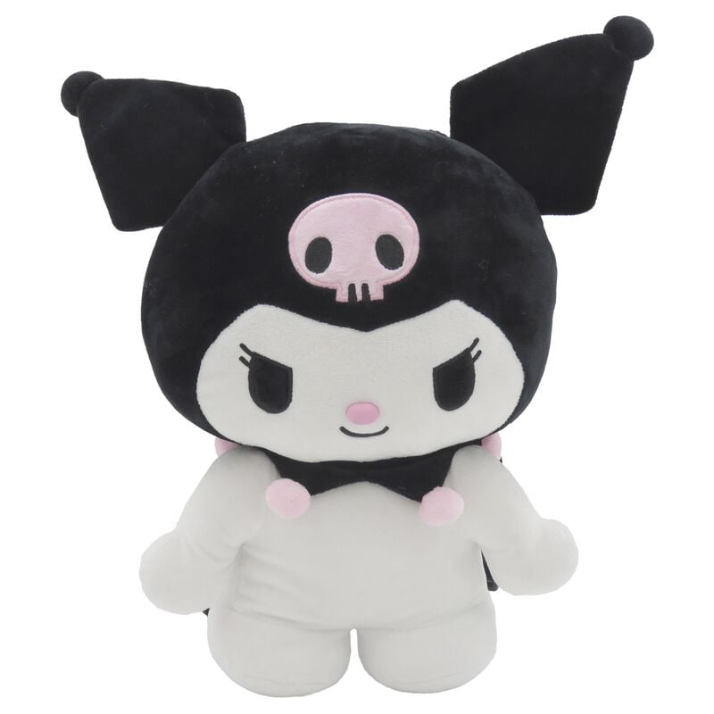 Mochila de peluche de Kuromi Hello Kitty en blanco y negro