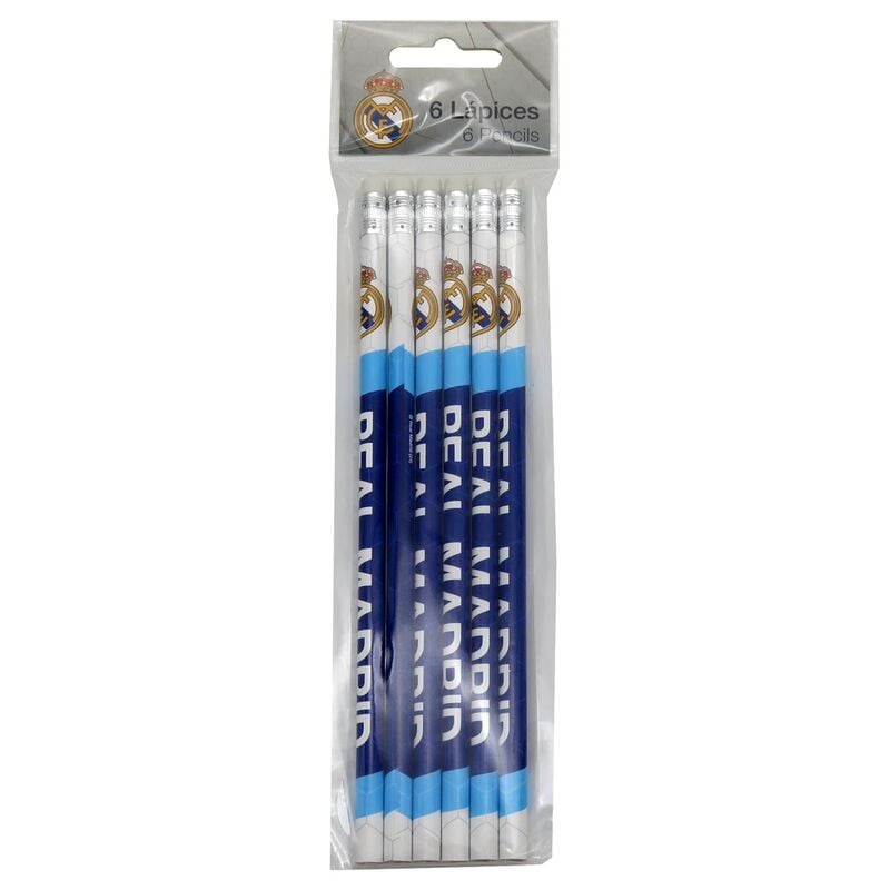 Set de seis lápices Real Madrid blancos y azules