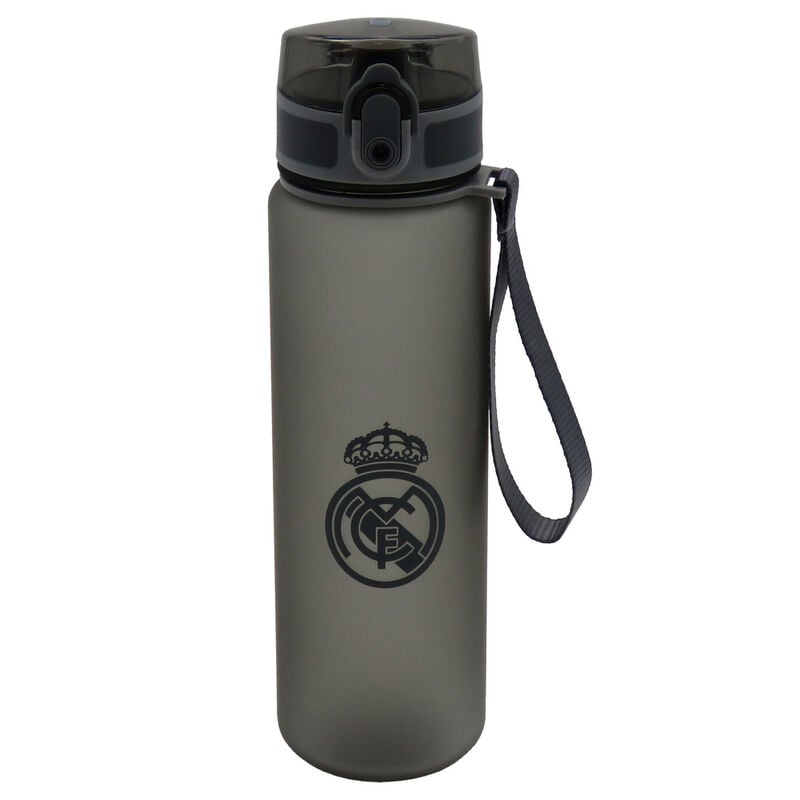 Botella Real Madrid de 650 ml oscura con asa y escudo