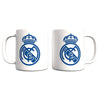 Taza blanca de cerámica Real Madrid con escudo azul
