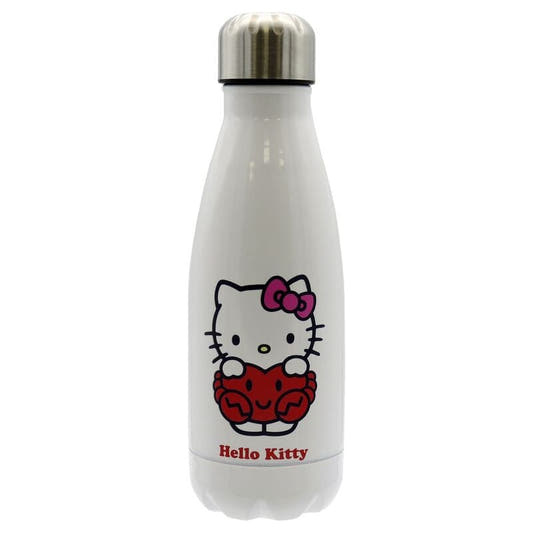 Botella blanca de acero inoxidable Hello Kitty Cancer con cangrejo rojo