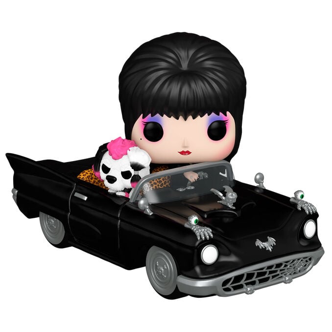 Figura Funko POP Rides Deluxe de Elvira y Gonk en coche negro