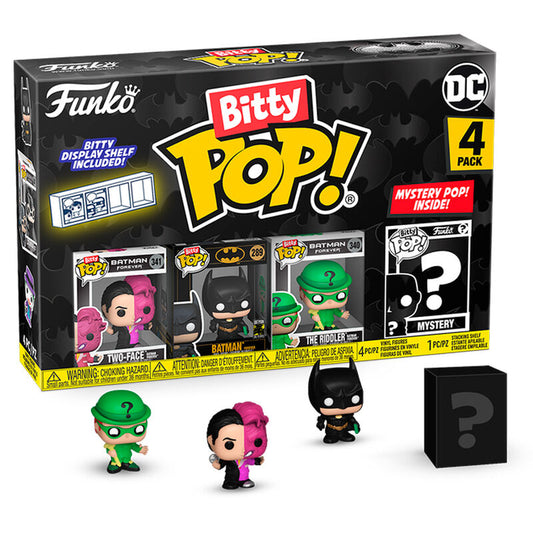 Pack de 4 figuras Funko Bitty Pop! de Batman con Two-Face, Riddler y figura misteriosa