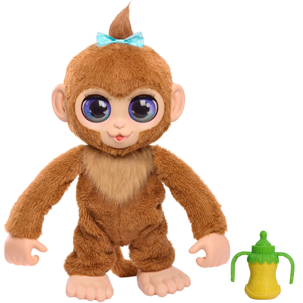 Peluche interactivo FurReal Mono Peanut con lazo azul