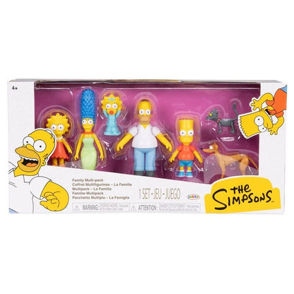 Blíster con siete figuras de la familia Simpson y sus mascotas