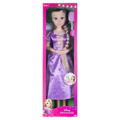 Muñeca Rapunzel Disney de 80 cm con vestido morado en su caja