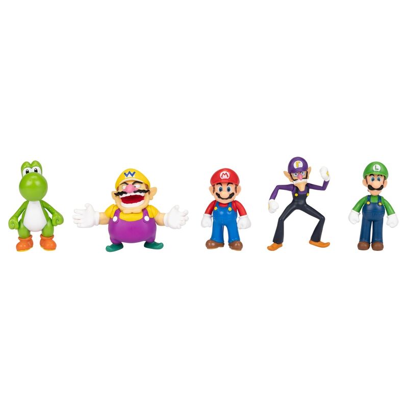 Blíster con cinco figuras Super Mario Bros: Yoshi, Wario, Mario, Waluigi y Luigi - 2