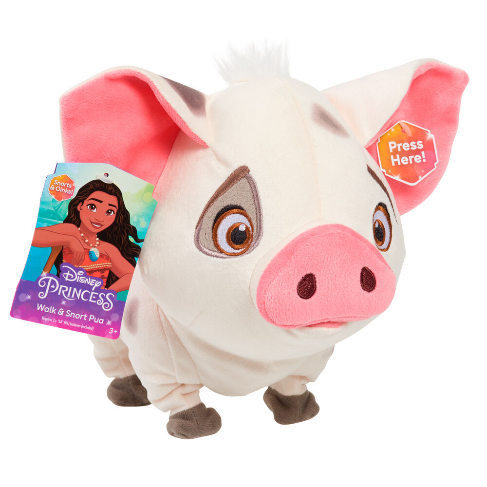 Peluche Pua de Vaiana 2 Disney con hocico y orejas rosas