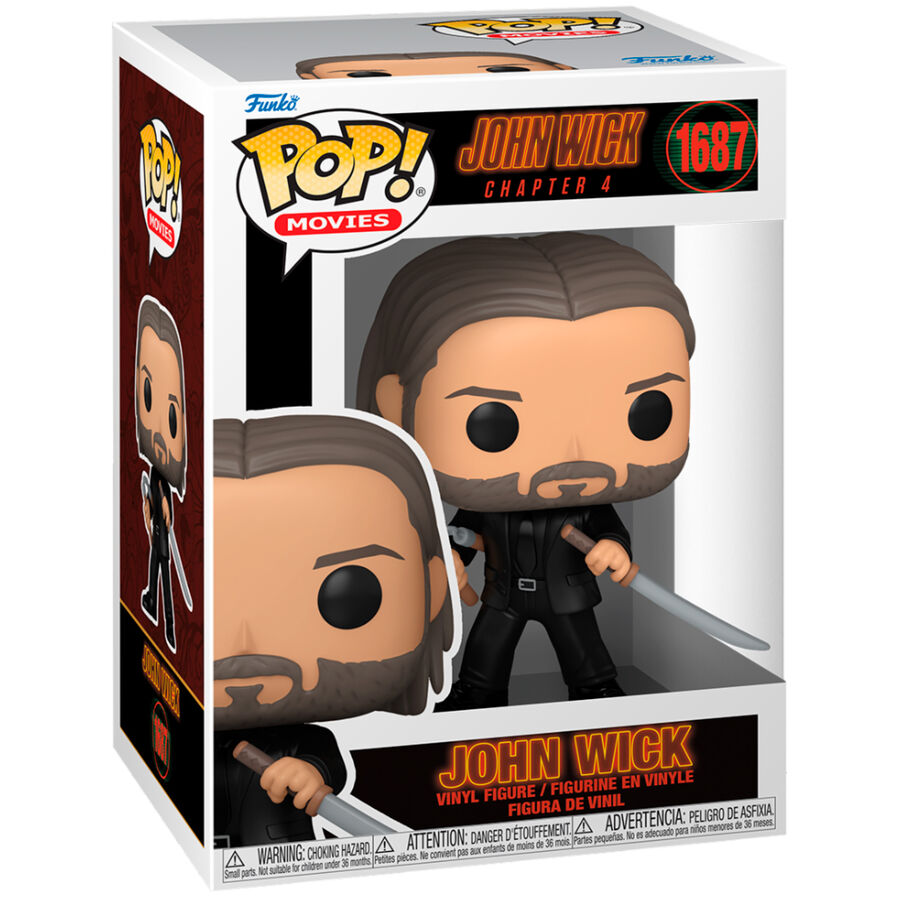 Figura Funko POP! de John Wick con espada en caja de John Wick 4