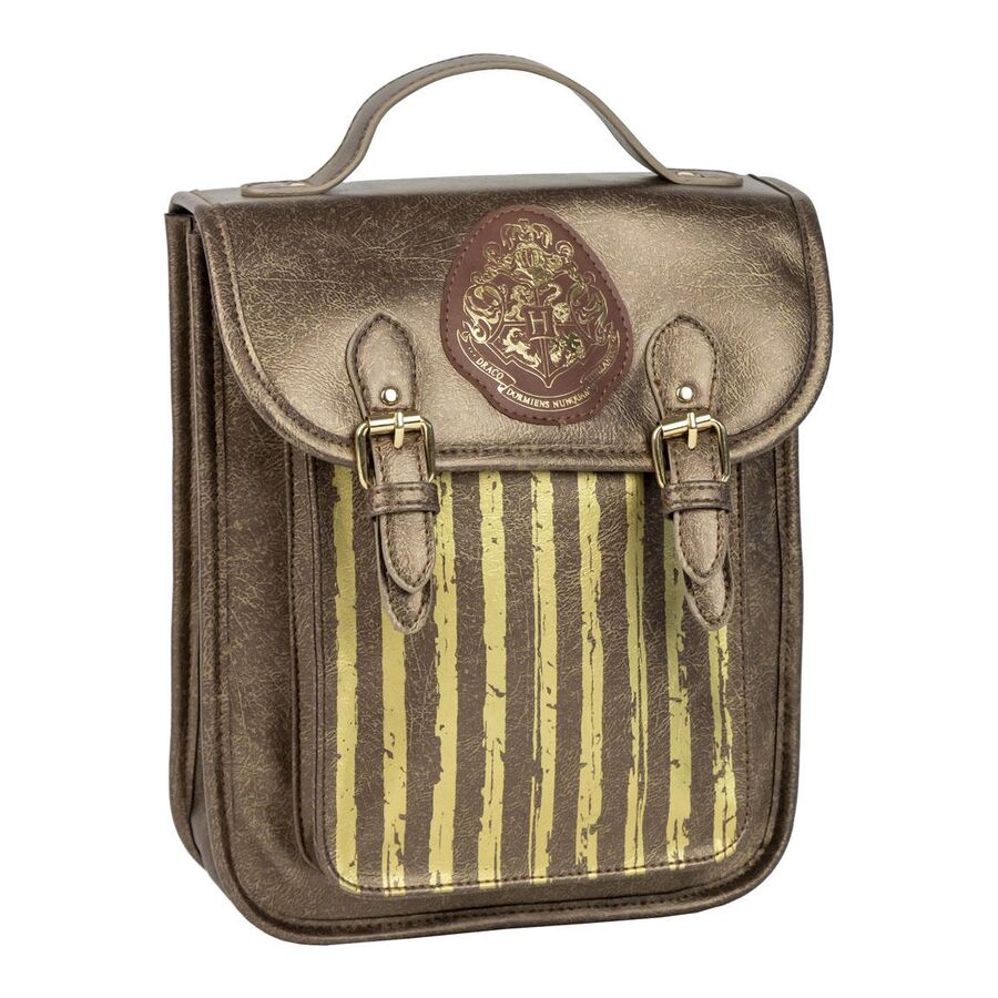 Mochila de polipiel marrón Hogwarts Harry Potter con detalles dorados