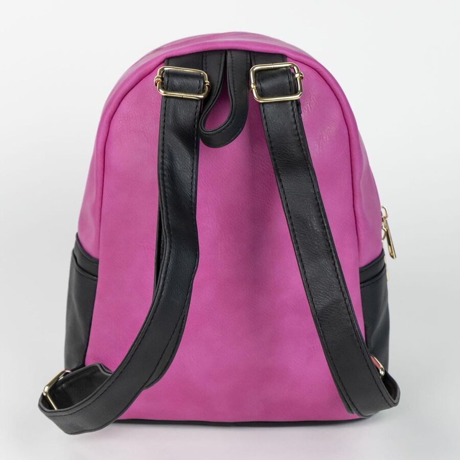 Mochila Cheshire Disney Alicia rosa y negra con bolsillo frontal - 2