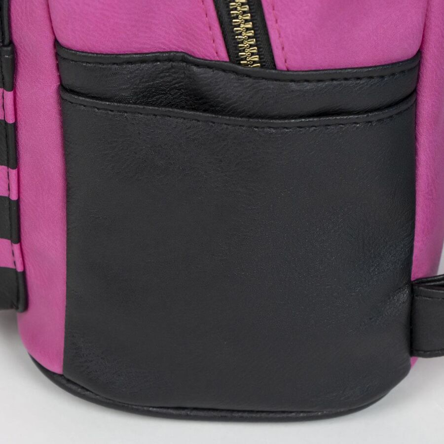 Mochila Cheshire Disney Alicia rosa y negra con bolsillo frontal - 4