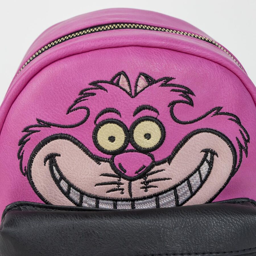 Mochila Cheshire Disney Alicia rosa y negra con bolsillo frontal - 5