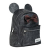 Mochila negra de polipiel Minnie Disney con orejas y lazo burdeos