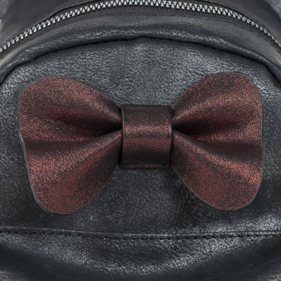 Mochila negra de polipiel Minnie Disney con orejas y lazo burdeos - 4