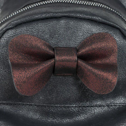 Mochila negra de polipiel Minnie Disney con orejas y lazo burdeos - 4