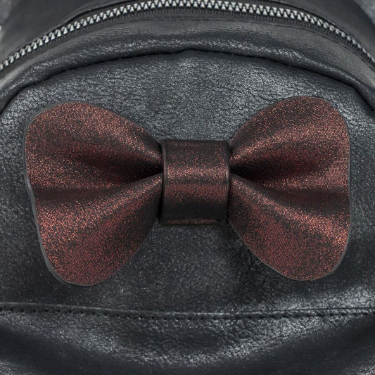 Mochila negra de polipiel Minnie Disney con orejas y lazo burdeos - 4