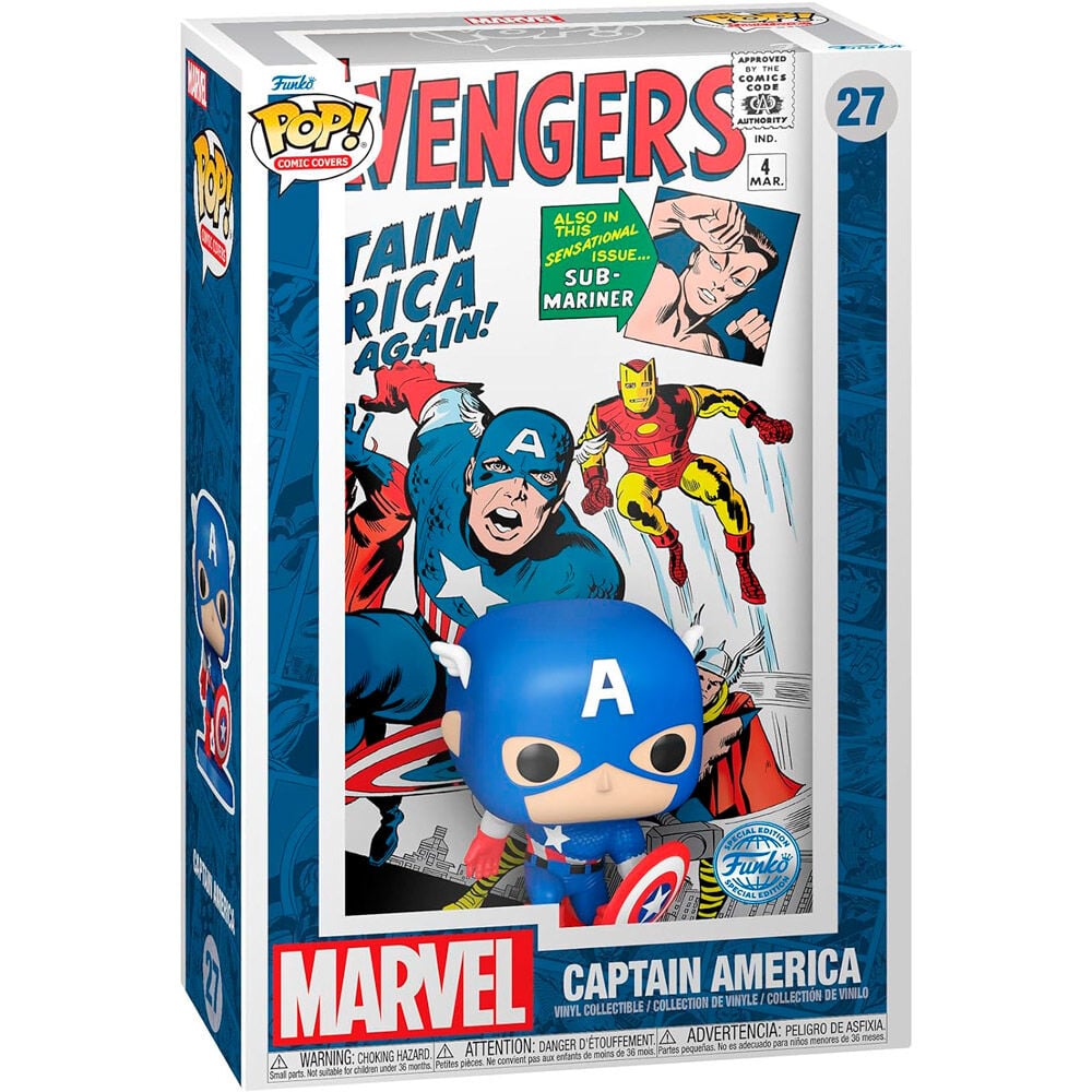Figura Funko POP! Comic Covers de Capitán América con caja de Marvel Avengers