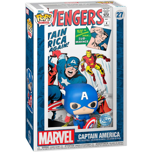 Figura Funko POP! Comic Covers de Capitán América con caja de Marvel Avengers