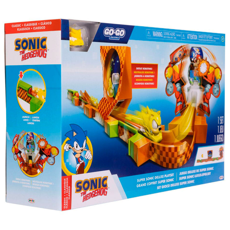 Playset Super Sonic Deluxe Go-Go Racers de Sonic con circuito y Robotnik - 6