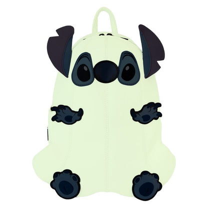 Mochila blanca Ghost Stitch Disney Loungefly con orejas moradas y detalles azules - 2