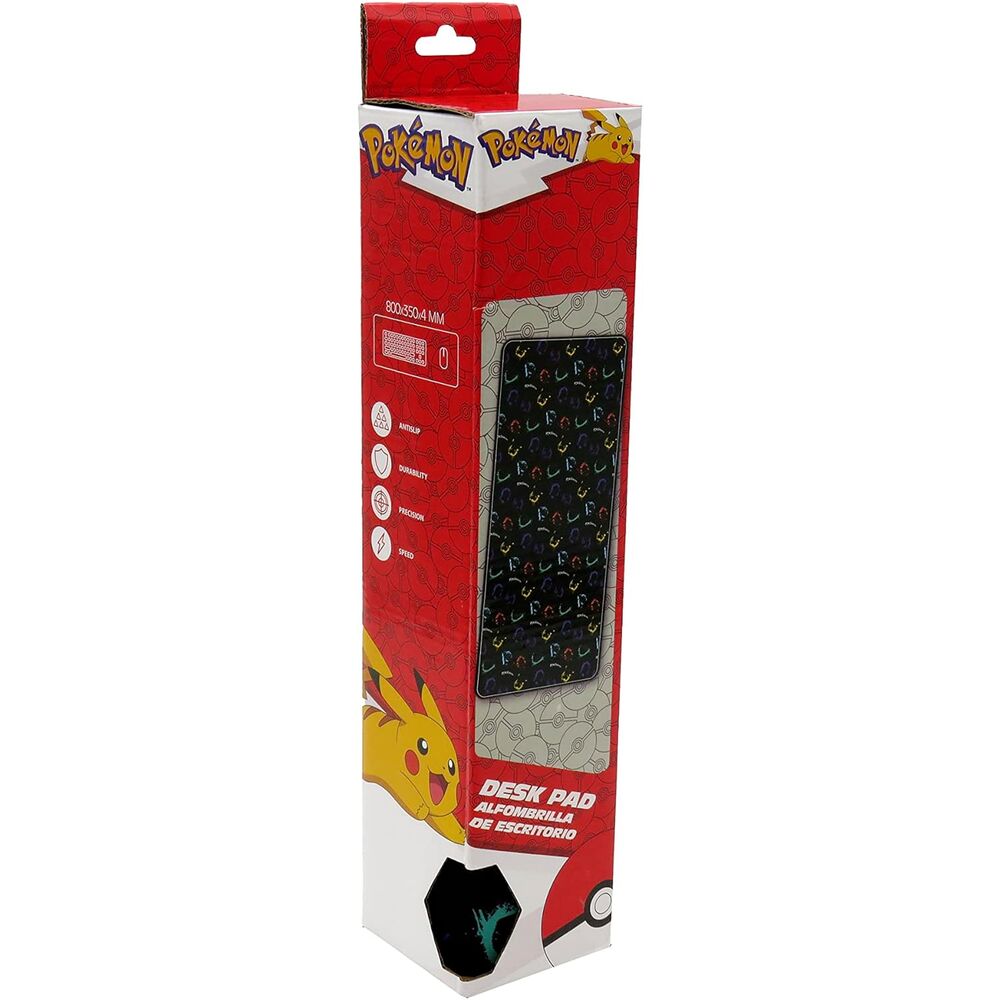 Alfombrilla gaming Pokémon negra con estampado multicolor - 4