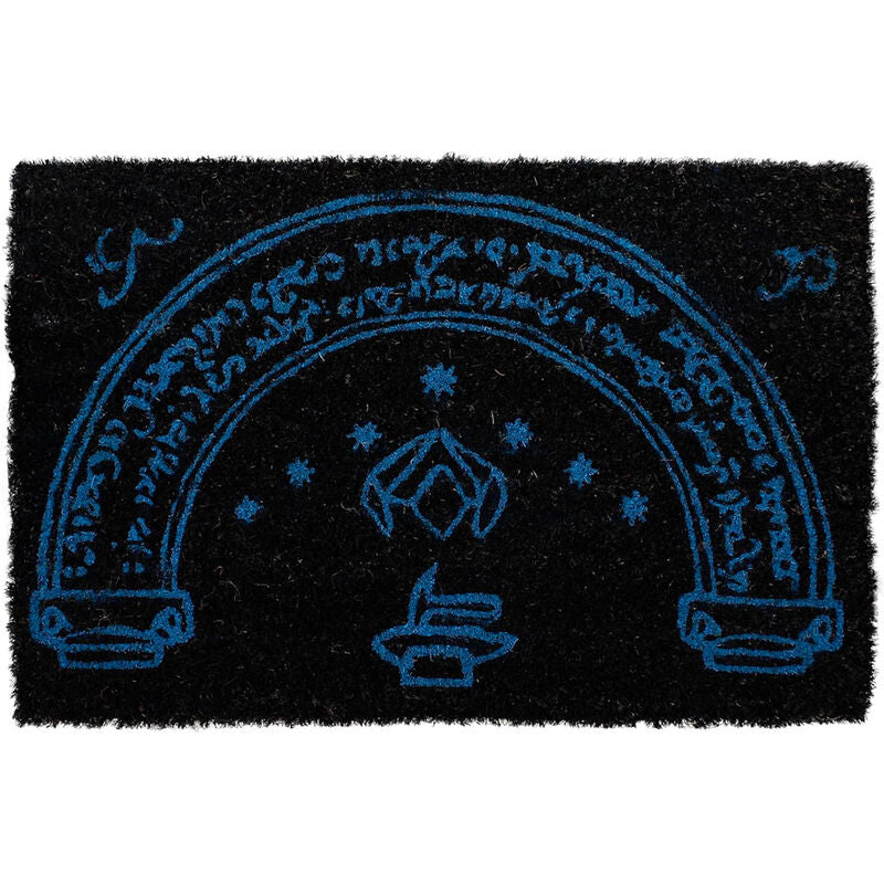 Felpudo negro de fibra de coco con diseño azul de la Puerta de Moria - 2