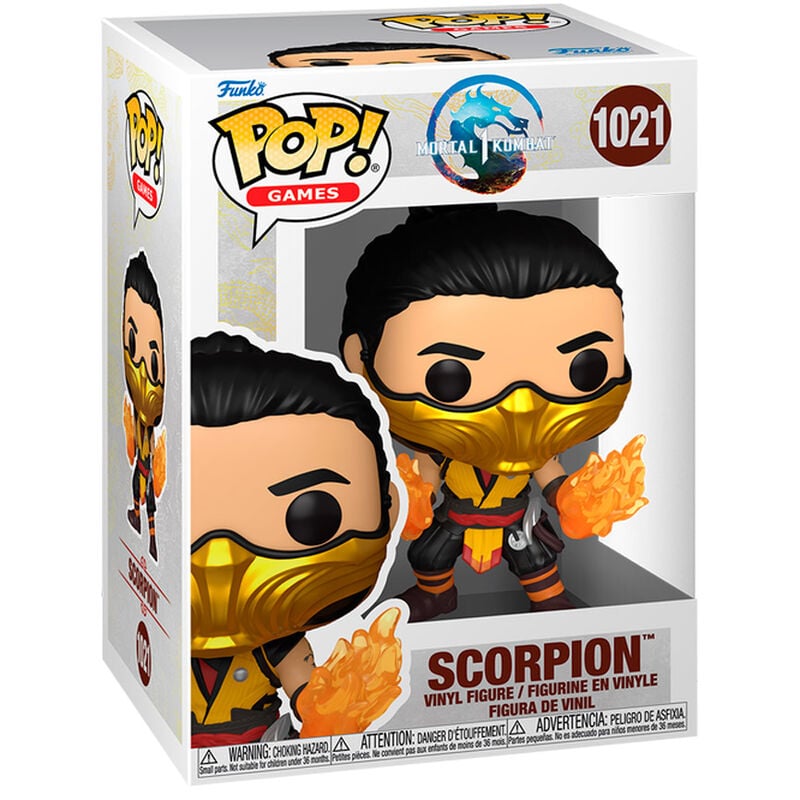 Figura Funko POP! de Scorpion de Mortal Kombat con llamas