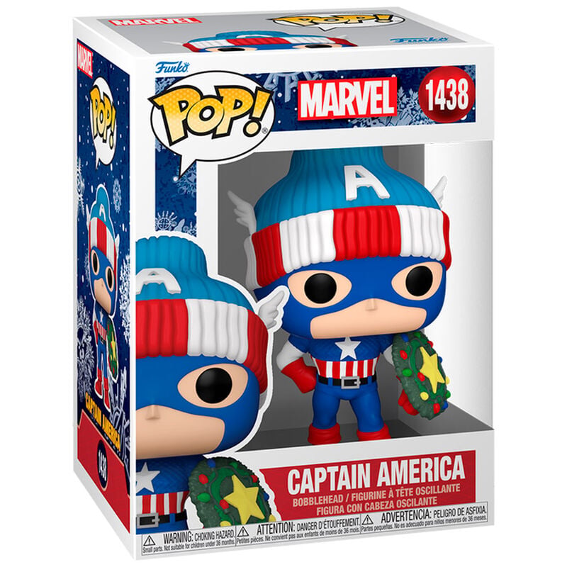 Figura Funko POP de Capitán América Holiday con gorro navideño y corona