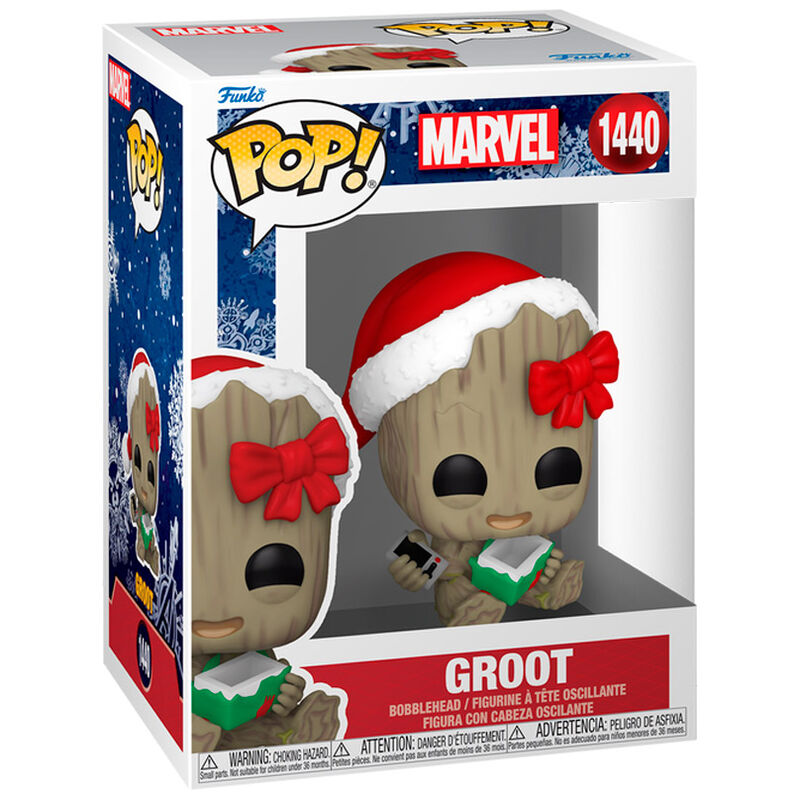 Figura Funko POP! de Groot con gorro festivo, mando y regalo - 2