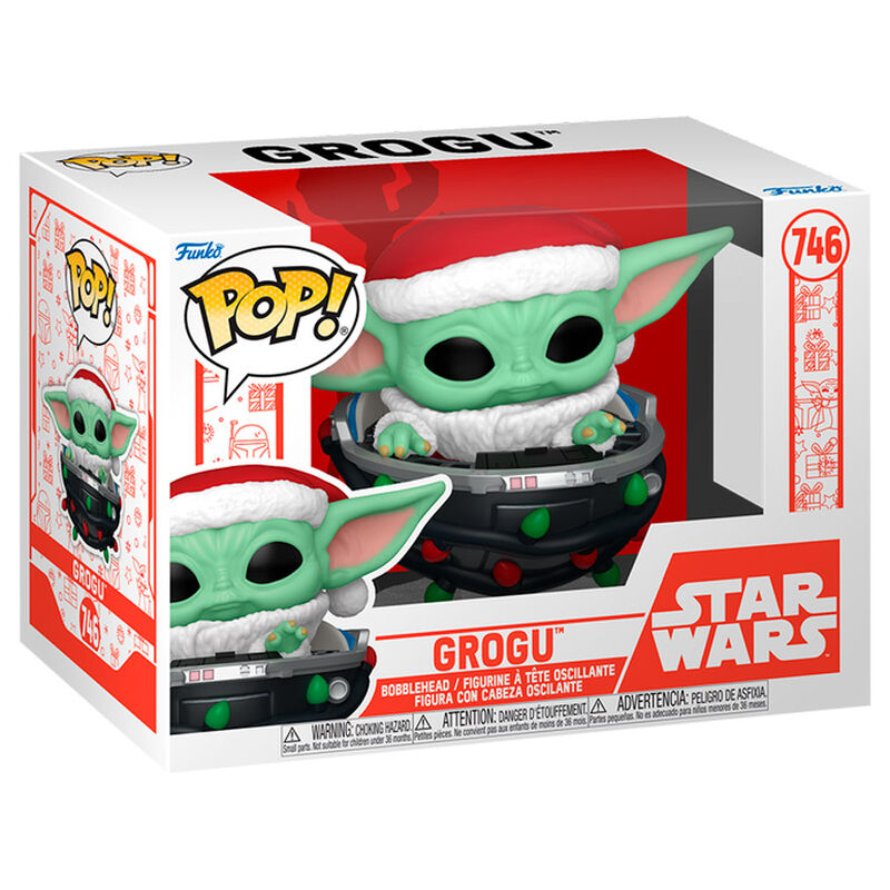 Figura Funko POP! de Grogu con gorro de Papá Noel en su cochecito - 2