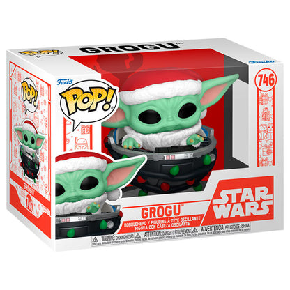 Figura Funko POP! de Grogu con gorro de Papá Noel en su cochecito - 2
