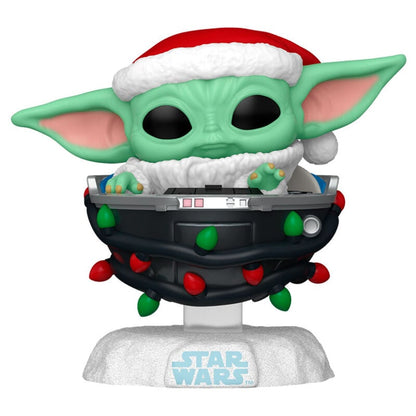 Figura Funko POP! de Grogu con gorro de Papá Noel en su cochecito