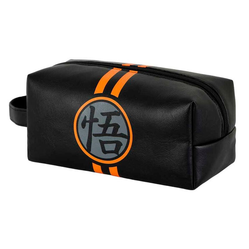 Neceser negro de Dragon Ball con emblema frontal y franjas naranjas - 2