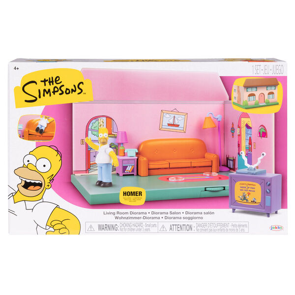 Playset diorama de la sala de estar de Los Simpson con figura de Homer