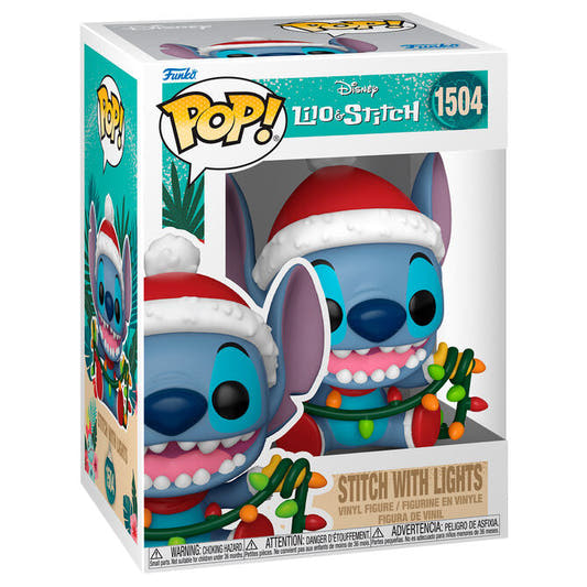 Figura Funko POP! de Stitch con gorro navideño y luces - 2