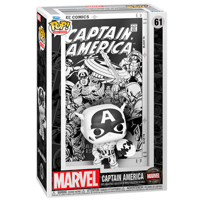 Figura Funko POP! Comic Covers de Capitán América frente a una portada de cómic Marvel - 2