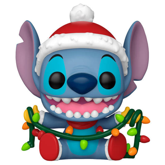 Figura Funko POP! de Stitch con gorro navideño y luces