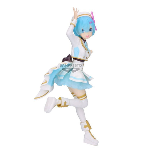 Figura de Rem de Re:Zero con traje de escenario blanco y turquesa