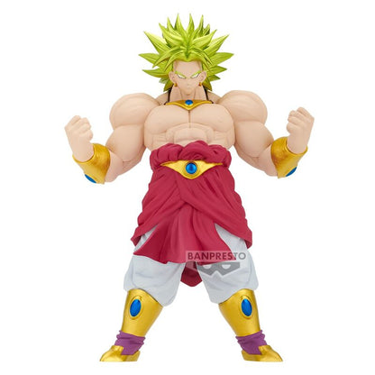 Figura Super Saiyan Broly de Dragon Ball Z con cabello verde y pose de combate
